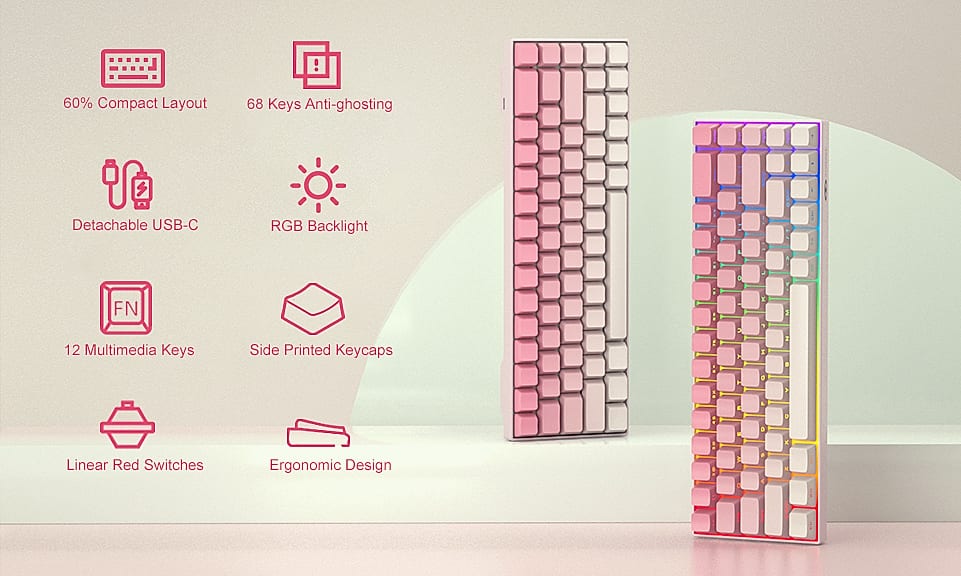 MageGee MK-Box 68-Key Mechanical Gaming Keyboard Compact — assembled view