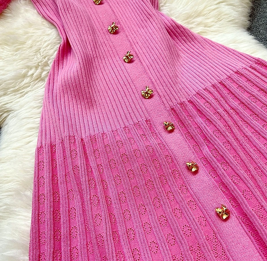 YUOOMUOO Patchwork Knit Long Dress Women Spring Summer — build progress