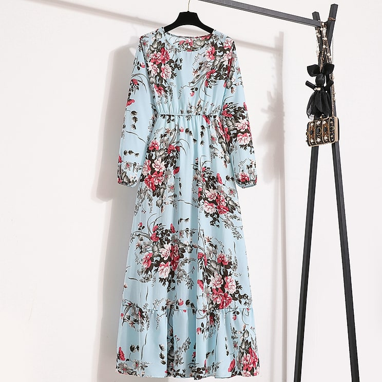 XIBUSANA Women's Floral Maxi Dress Full Sleeve Casual — feature highlights