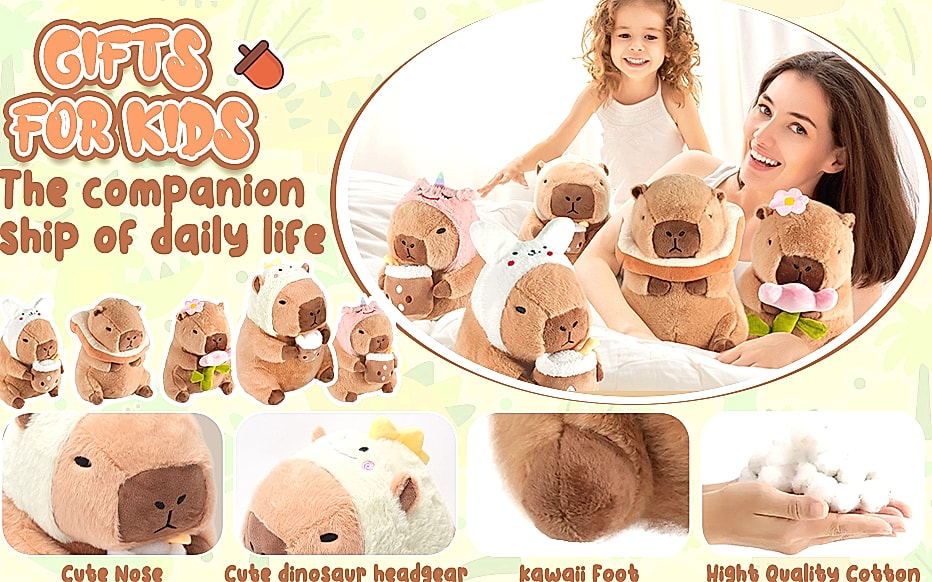 CHDBLOCK Flower Capybara Plush Toy, 11 Inch Soft Stuffed — feature highlights