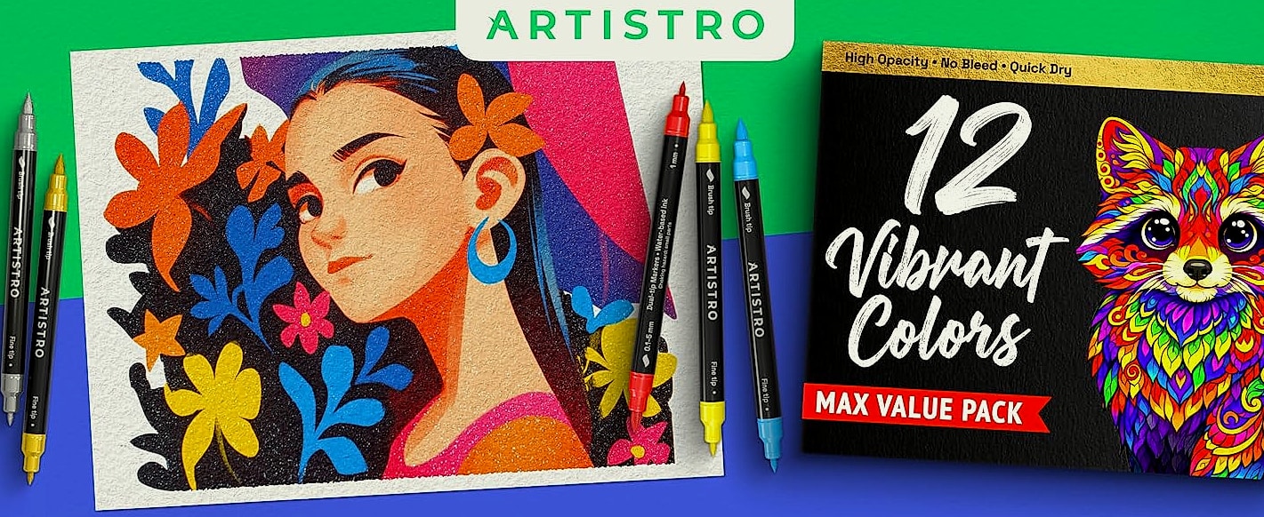 ARTISTRO 36 Acrylic Paint Markers with Dual Tips — parts overview