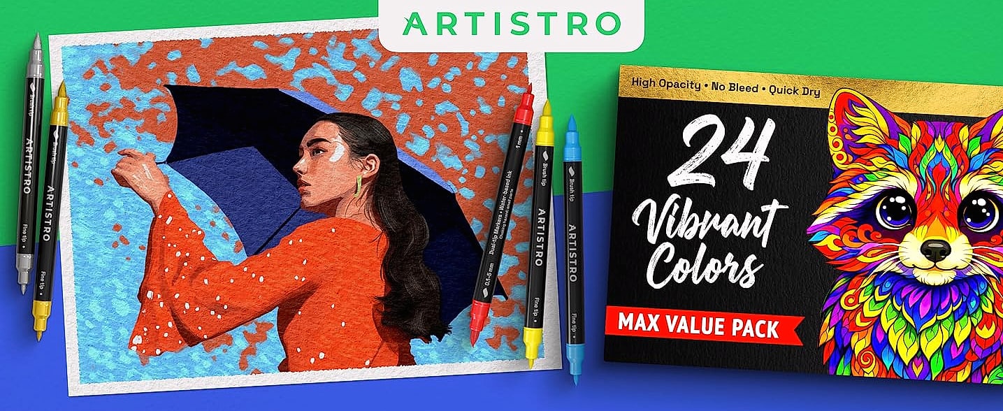 ARTISTRO 36 Acrylic Paint Markers with Dual Tips — interior detail