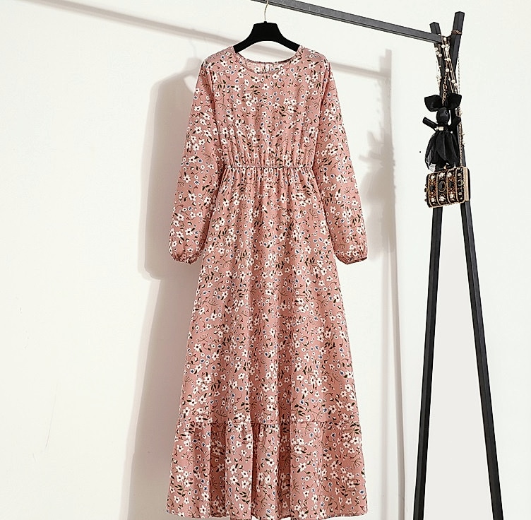 XIBUSANA Women's Floral Maxi Dress Full Sleeve Casual — size comparison