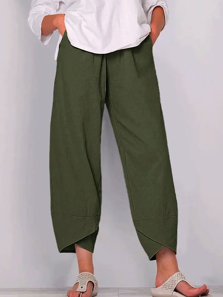 INSTYLISH Women Cotton Linen Harem Pants Wide Leg — assembled view