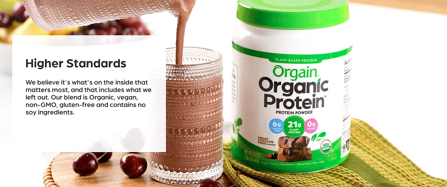 Orgain Organic Vegan Protein Powder Vanilla Bean, 21g Plant — interior detail