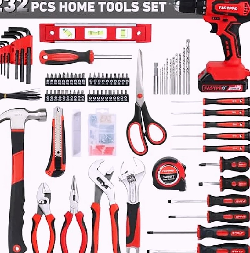 Kankeirr 20V Cordless Drill Driver with 232-Piece Tool Set — assembled view