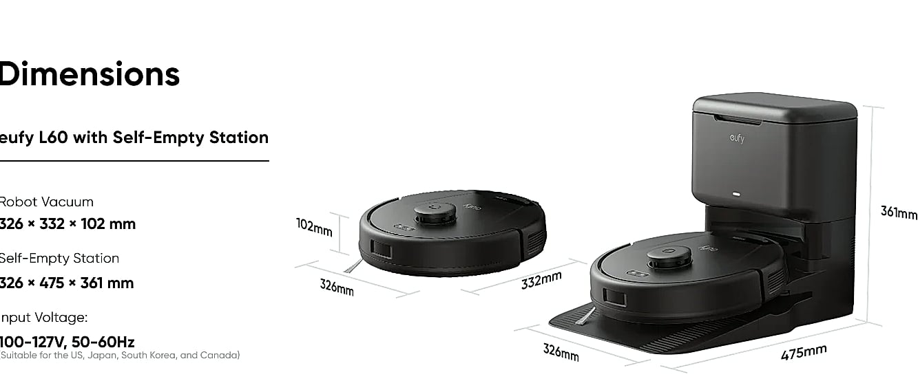 eufy L60 Robot Vacuum with Self-Empty Station — side view