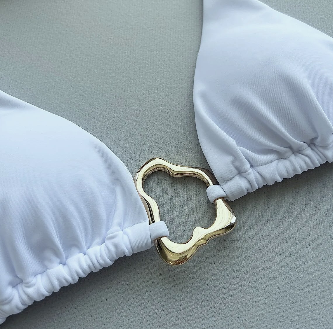 Lace-up Solid Color Two-piece Bikini Swimsuit for Women — assembled view