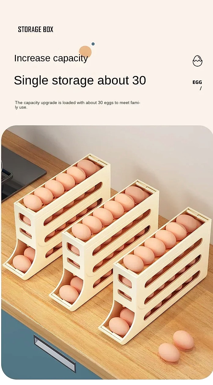 AHTOSKA 4-Layer Automatic Egg Dispenser Fridge Organizer — package contents