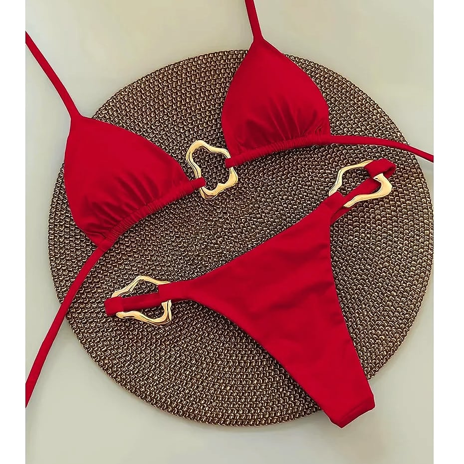 Lace-up Solid Color Two-piece Bikini Swimsuit for Women — build progress