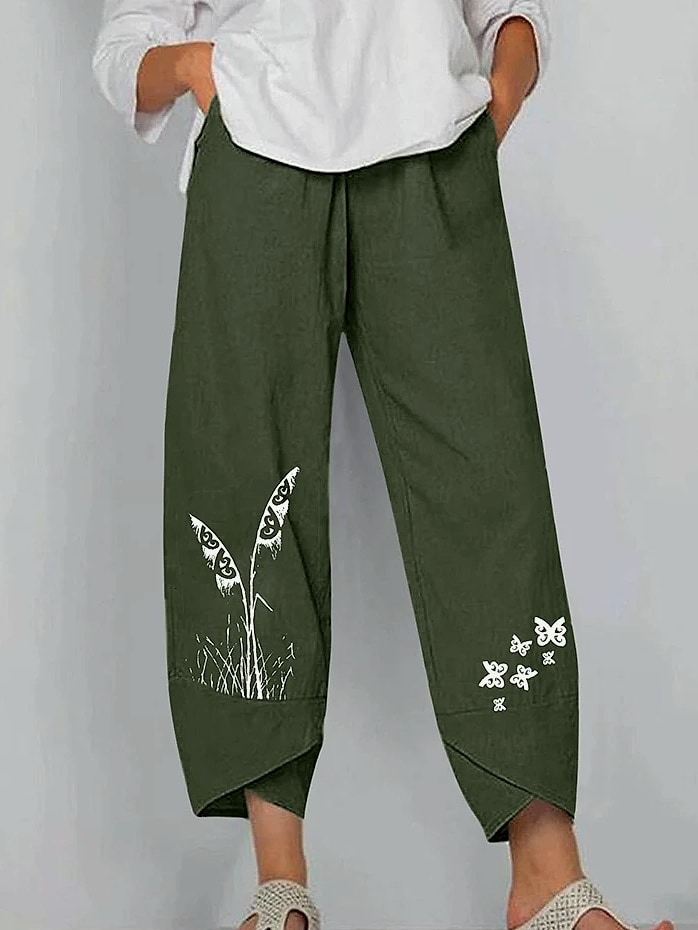 INSTYLISH Women Cotton Linen Harem Pants Wide Leg — side view
