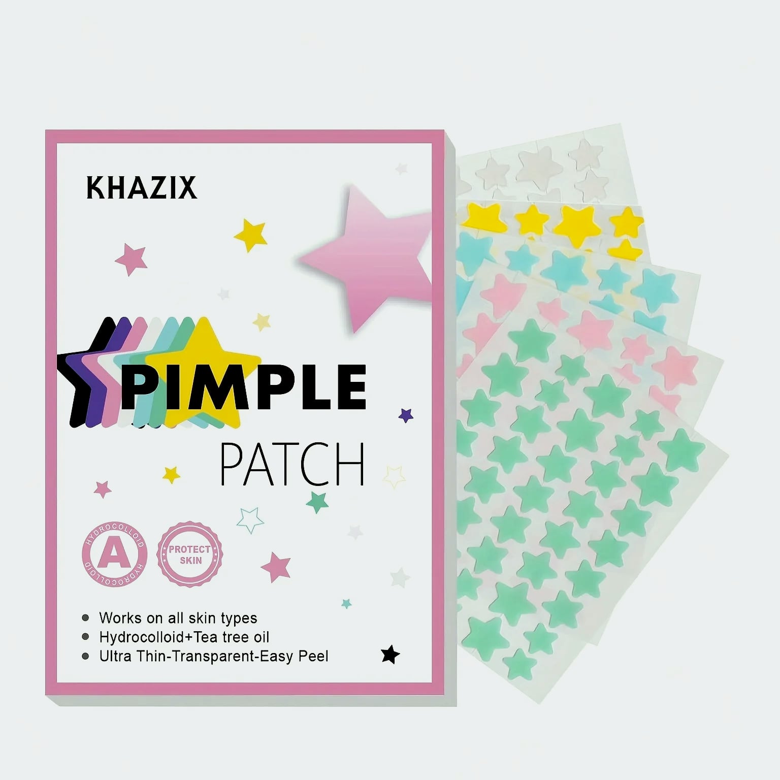 40-Piece Multi-Color Star Acne Patches, Ultra-Thin — scale reference