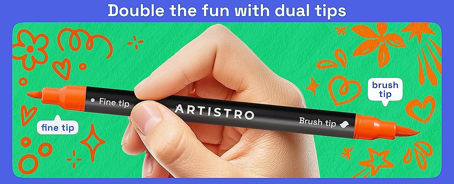 ARTISTRO 36 Acrylic Paint Markers with Dual Tips — close-up details