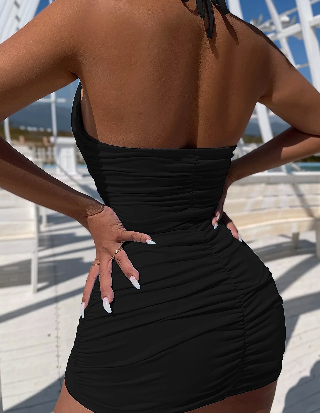 Women's Halter Dress Summer Casual Sleeveless — parts overview
