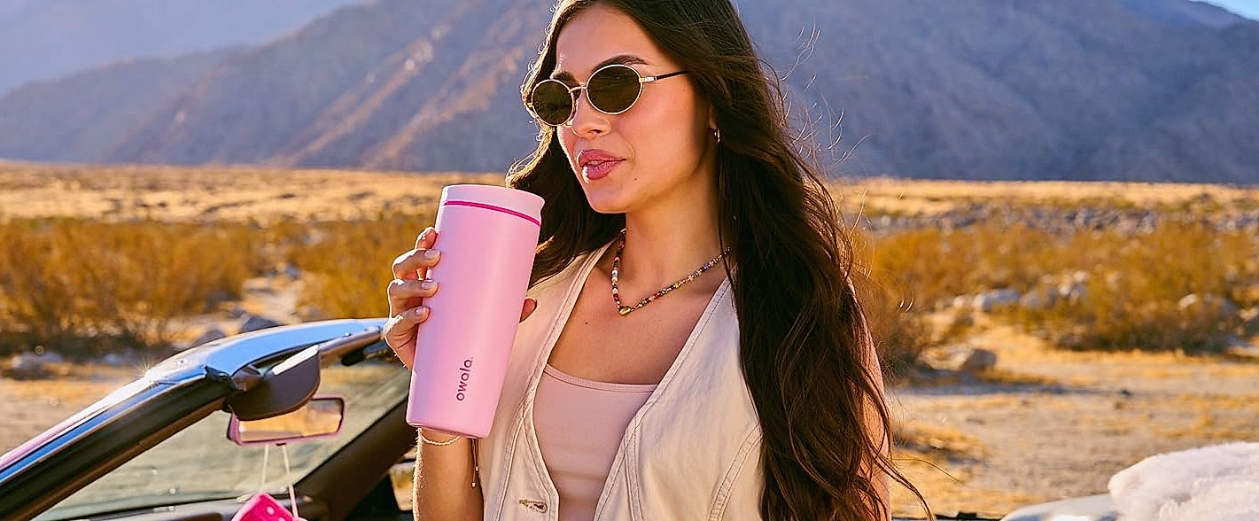 Owala SmoothSip Slider 12 oz Insulated Travel Coffee Mug — assembled view