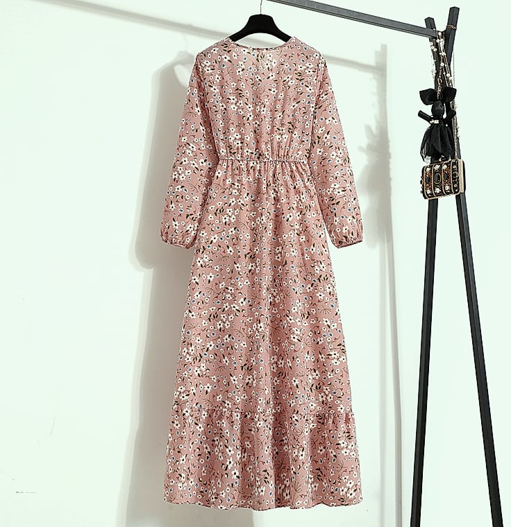 XIBUSANA Women's Floral Maxi Dress Full Sleeve Casual — package contents