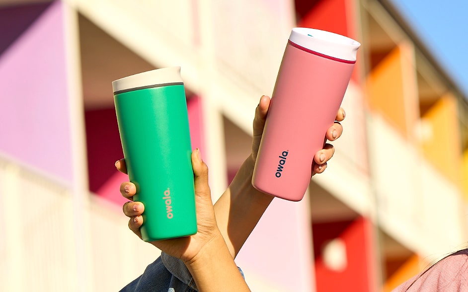 Owala SmoothSip Slider 12 oz Insulated Travel Coffee Mug — parts overview