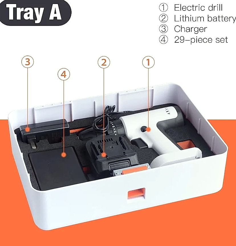 Kankeirr 589-Piece Tool Set with 24V Cordless Drill — feature highlights