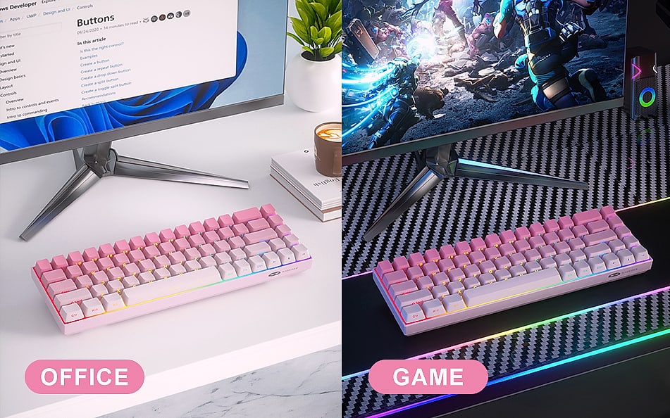 MageGee MK-Box 68-Key Mechanical Gaming Keyboard Compact — close-up details