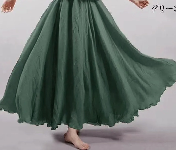 28-Color Mori Girl Cotton Linen A-line Long Skirt — size comparison