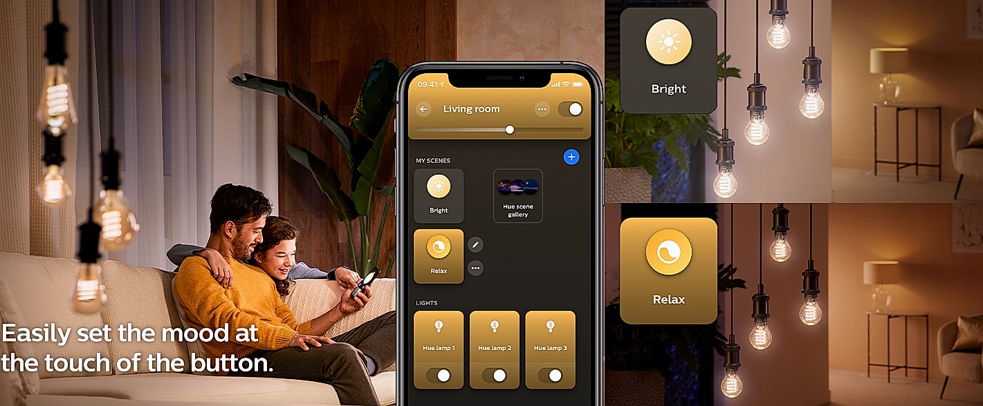 Philips Hue A19 75W Smart LED Bulb, Soft Warm White — close-up details