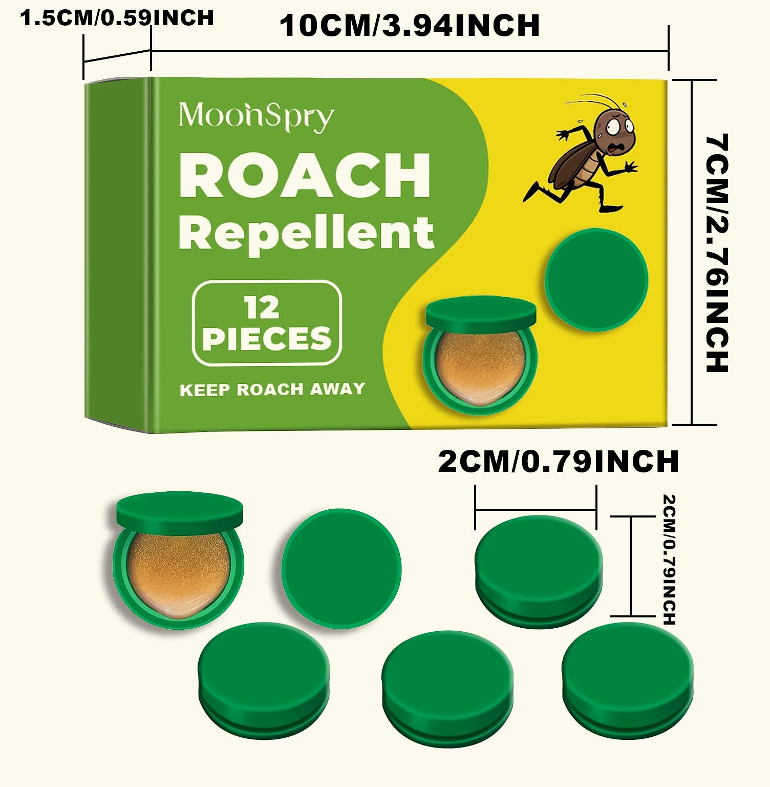 Cockroach Killer Bait Station Sticker, 12-Pack Natural — assembled view