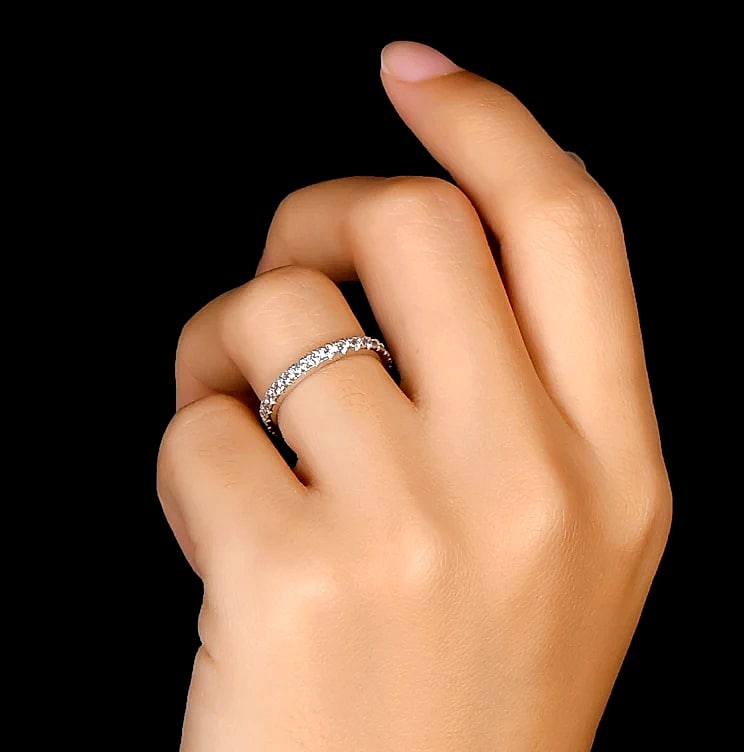 LESF 925 Sterling Silver Geometric Stackable Ring — assembled view