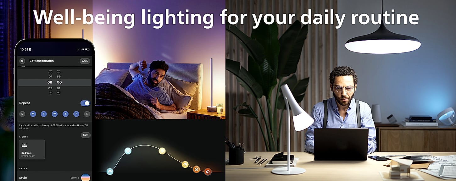 Philips Hue A19 75W Smart LED Bulb, Soft Warm White — side view