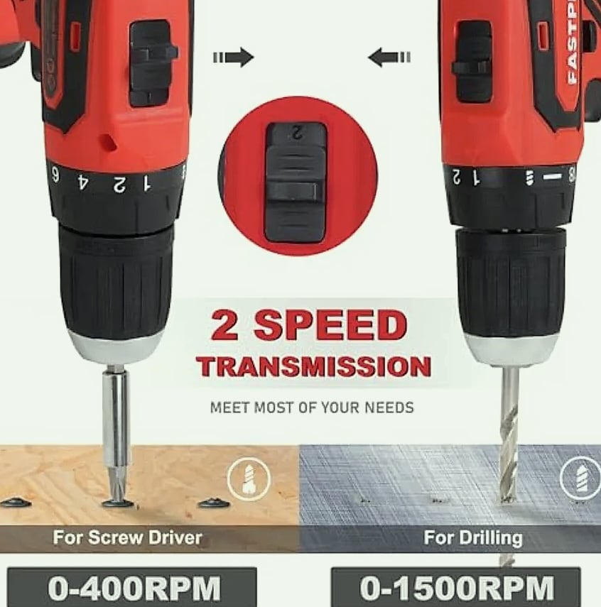 Kankeirr 20V Cordless Drill Driver with 232-Piece Tool Set — side view