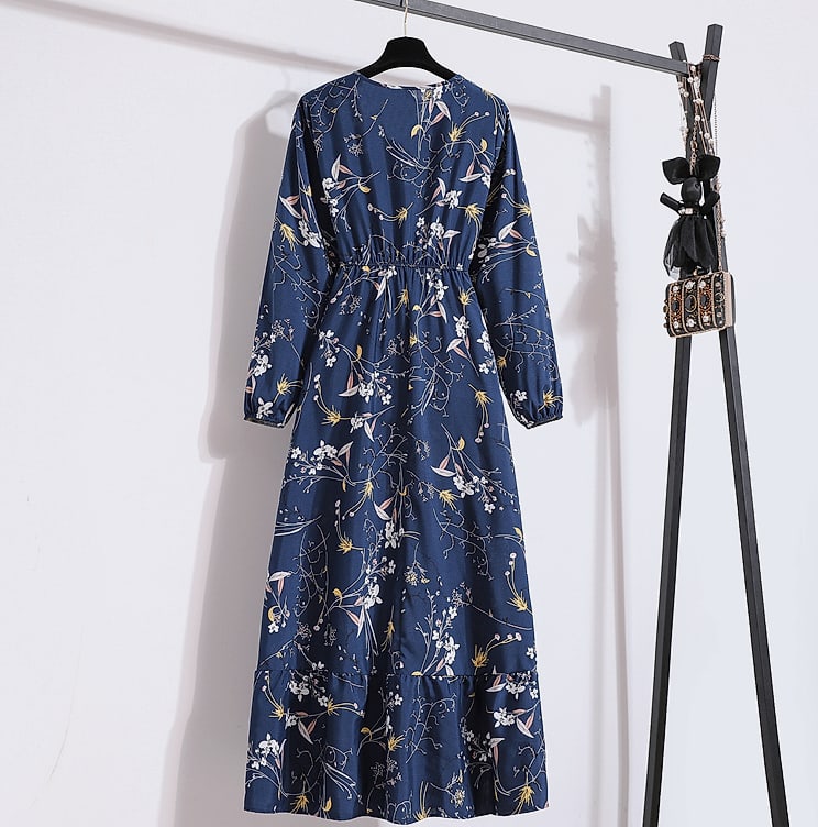 XIBUSANA Women's Floral Maxi Dress Full Sleeve Casual — size comparison