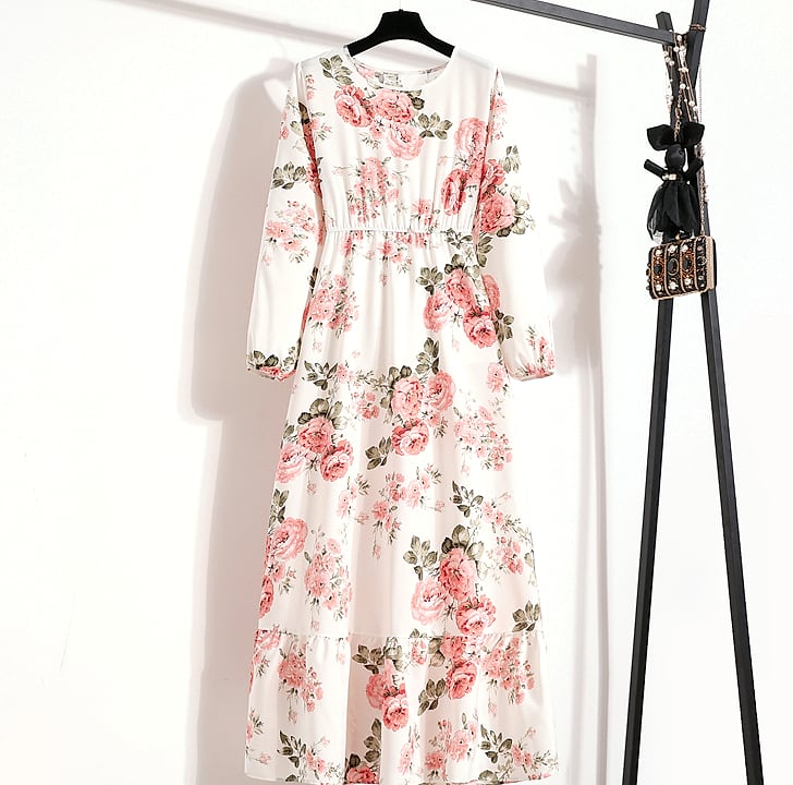 XIBUSANA Women's Floral Maxi Dress Full Sleeve Casual — assembled view