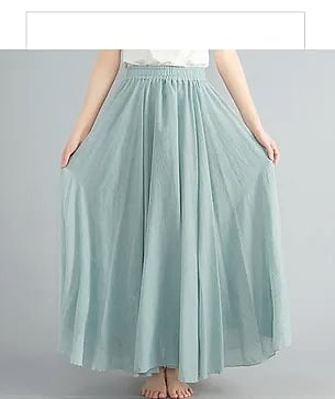 28-Color Mori Girl Cotton Linen A-line Long Skirt — parts overview