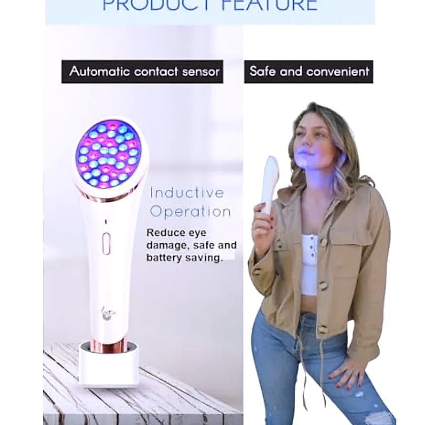 Wireless Duo Red Blue LED Light Therapy Face Device — close-up details