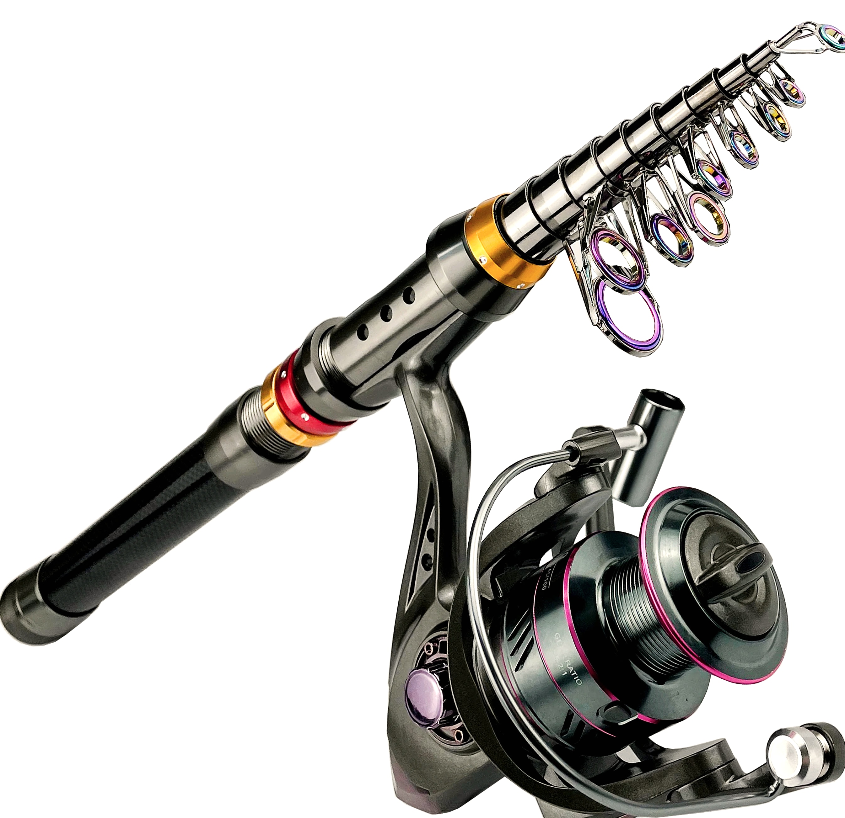 GHOTDA Telescopic Fishing Rod and Reel Combo 1.8-3.6m — close-up details