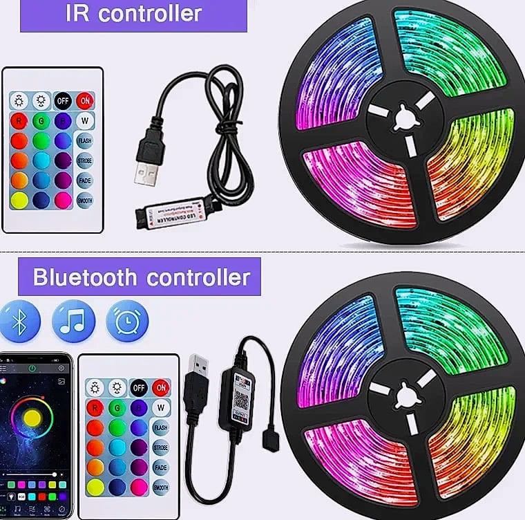 Adiodo USB LED Strip Lights 5050 RGB App Control — side view