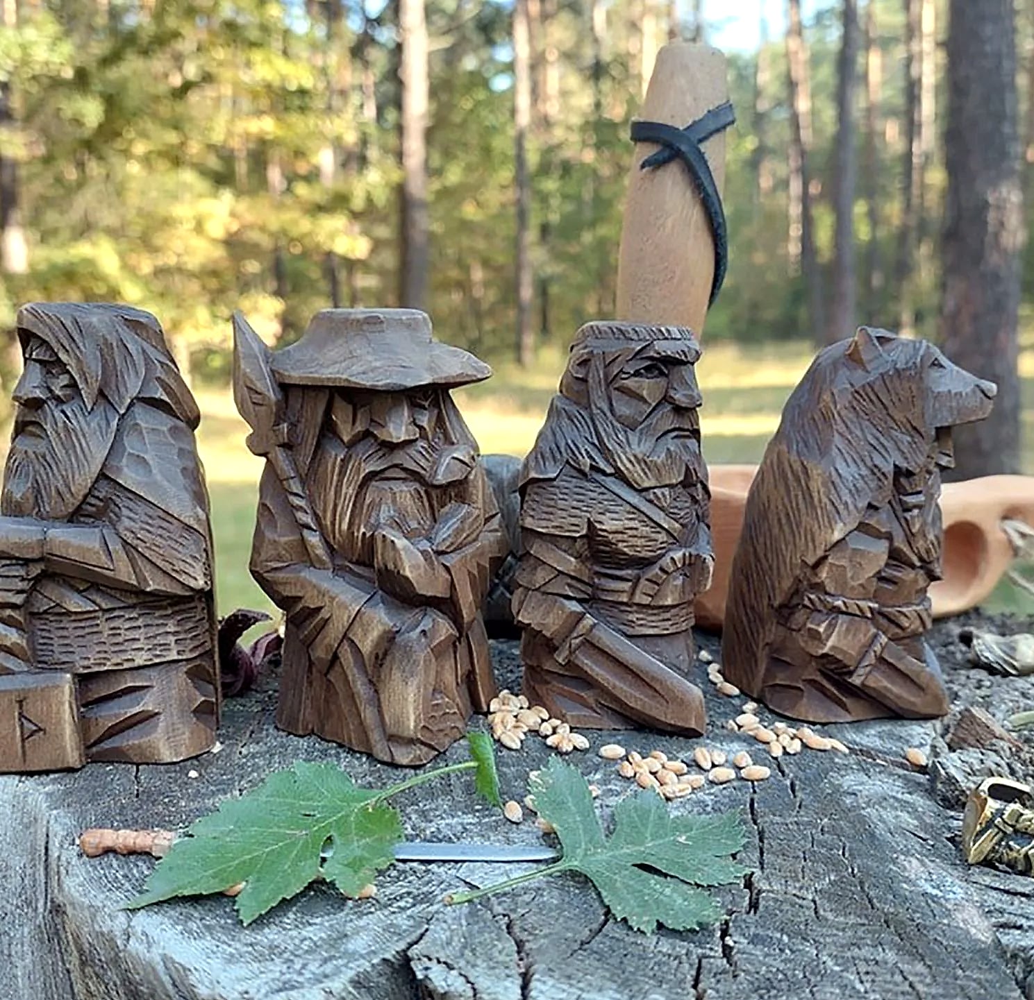 Norse Viking Warrior Resin Statue Garden Ornament — scale reference
