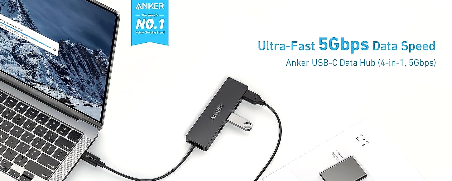 Anker 4-Port USB 3.0 Hub with 5Gbps Data Transfer Speed — assembled view