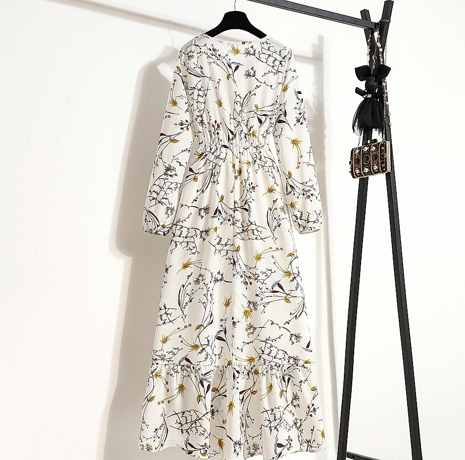 XIBUSANA Women's Floral Maxi Dress Full Sleeve Casual — package contents