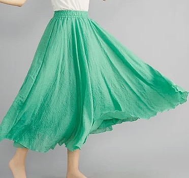 28-Color Mori Girl Cotton Linen A-line Long Skirt — interior detail