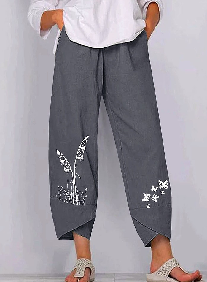 INSTYLISH Women Cotton Linen Harem Pants Wide Leg — scale reference