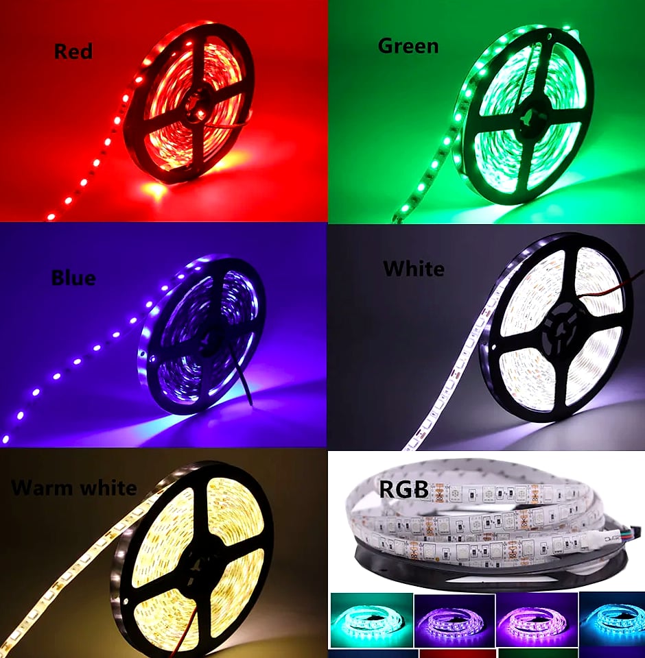 taslauk 5M 5050 SMD LED Strip RGB RGBW RGBWW 12V 24V — close-up details