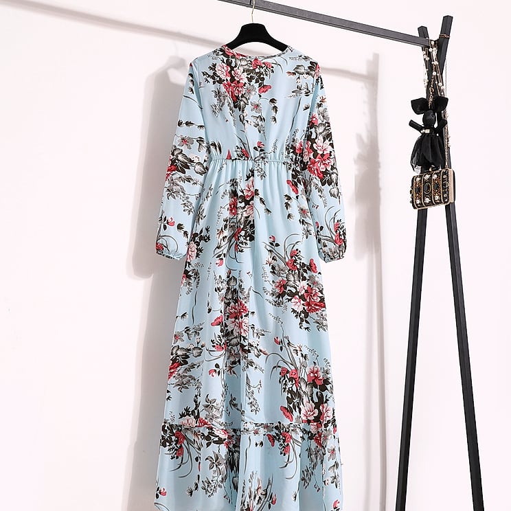 XIBUSANA Women's Floral Maxi Dress Full Sleeve Casual — scale reference
