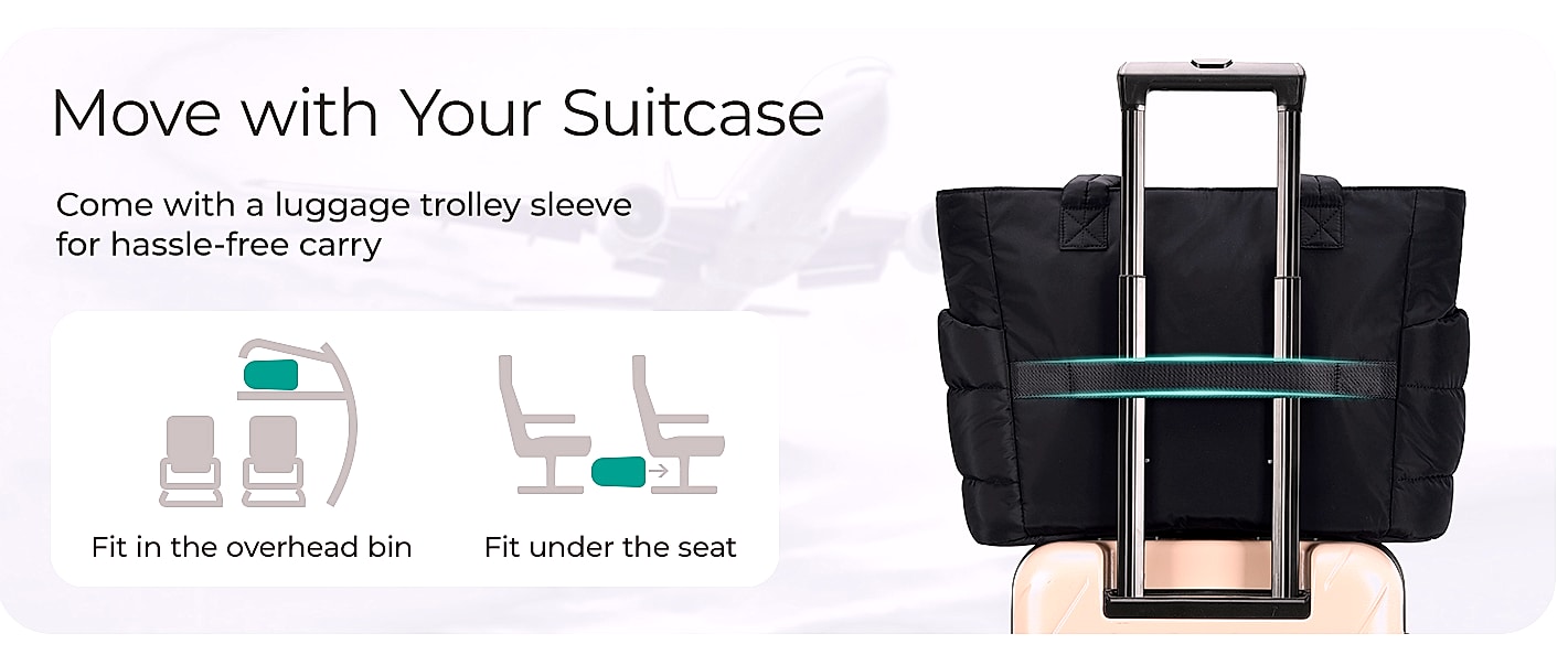 BAGSMART Tote Bag for Women, Lightweight Quilted Shoulder — scale reference