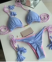 Lace-up Solid Color Two-piece Bikini Swimsuit for Women — feature highlights
