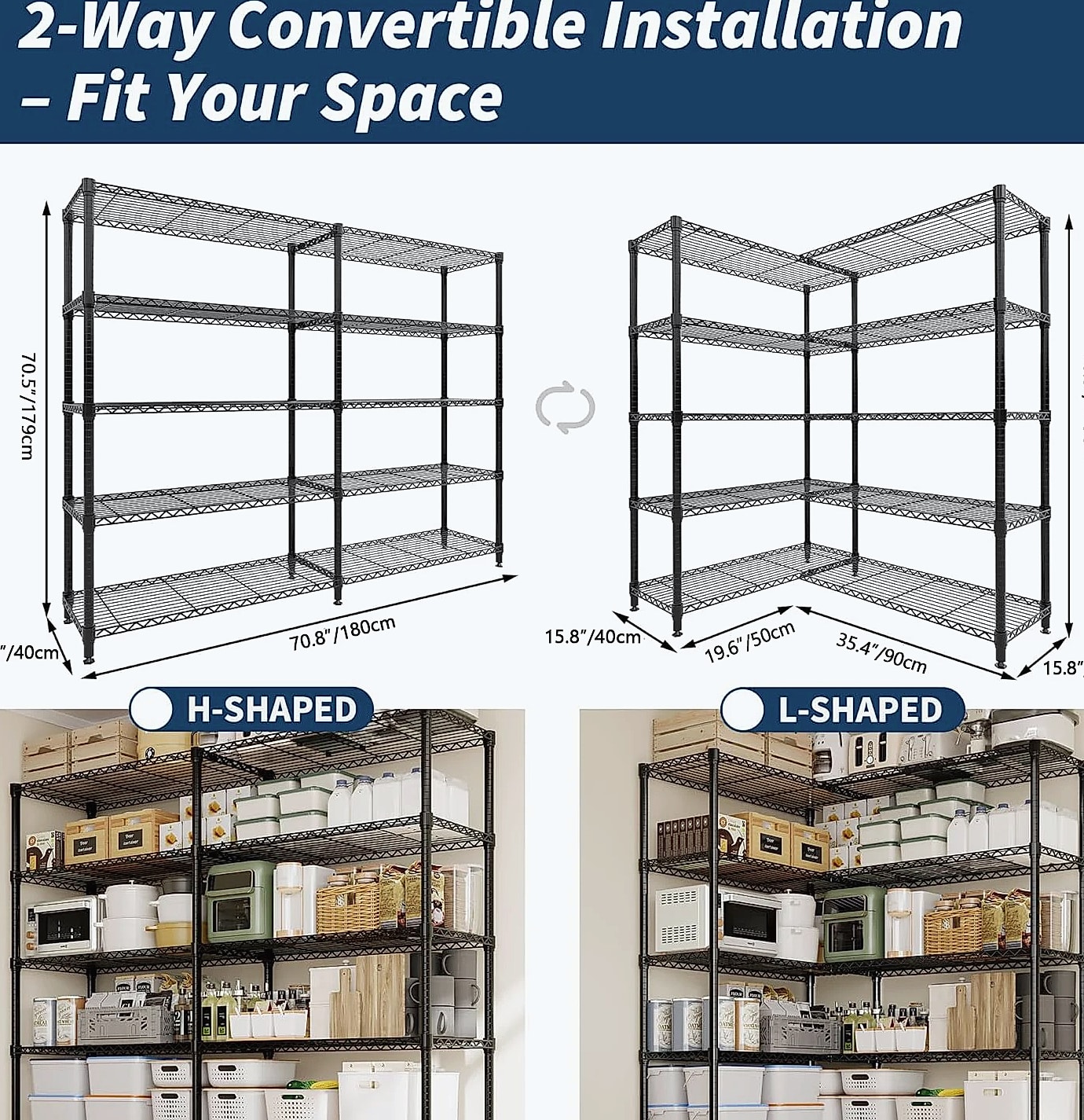 TWISTER.CK Heavy Duty Metal Shelving Unit 4/5 Tier — side view