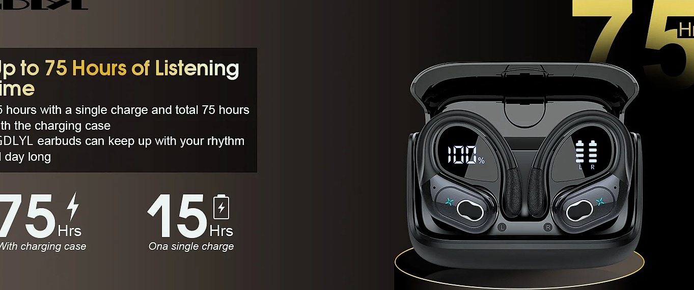 GDLYL HD65 TWS Bluetooth 5.4 wireless earbuds with noise — interior detail