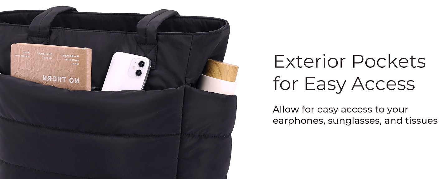 BAGSMART Tote Bag for Women, Lightweight Quilted Shoulder — parts overview