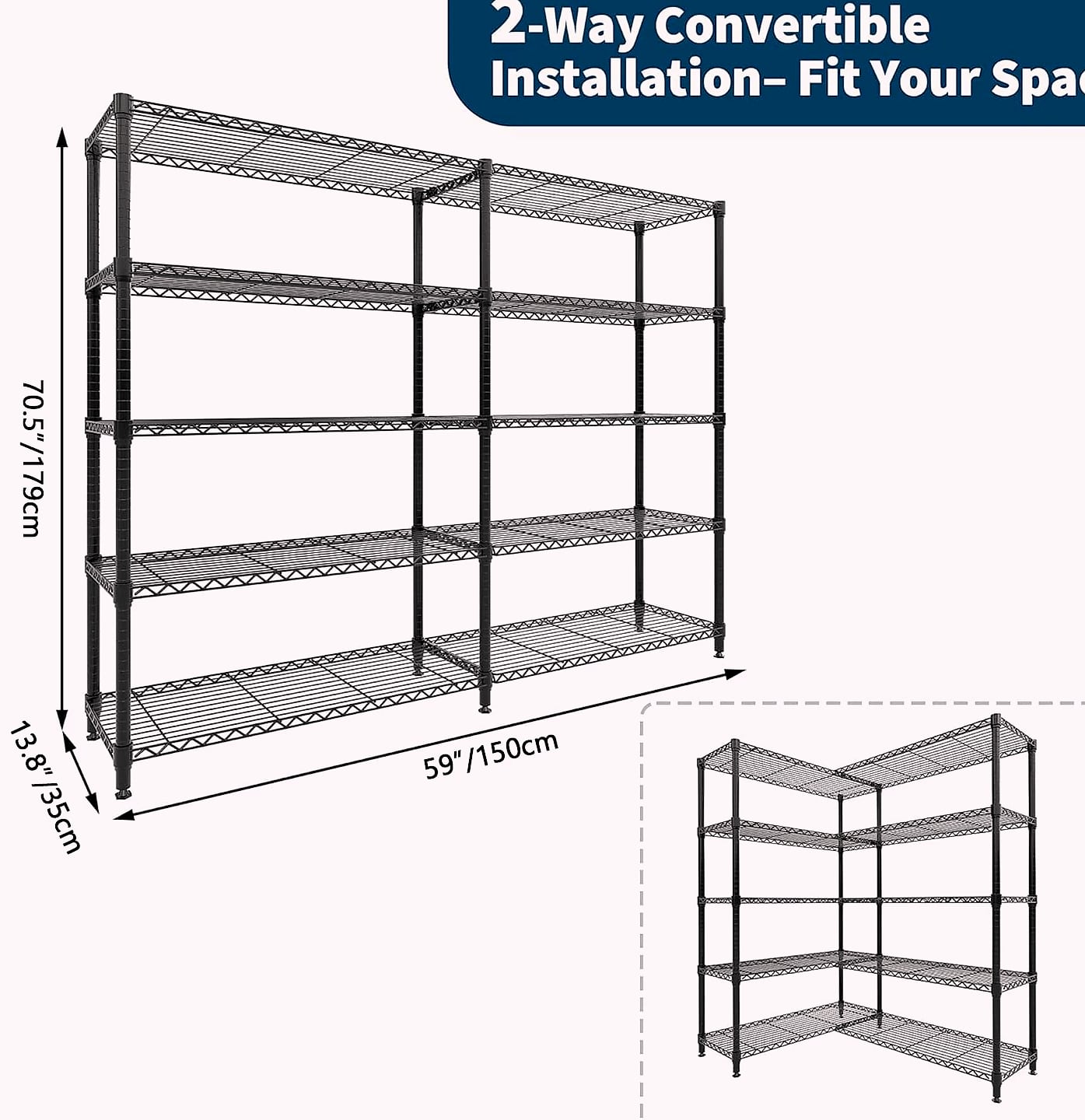 TWISTER.CK Heavy Duty Metal Shelving Unit 4/5 Tier — feature highlights