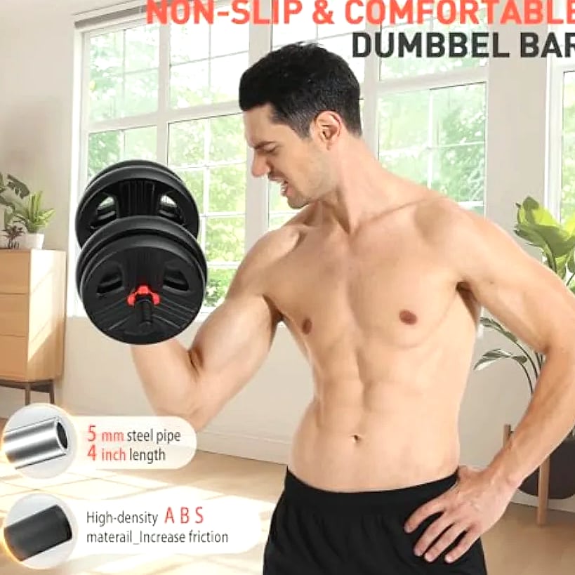 YAO HUI HUANG 20lb Adjustable Dumbbell Set with 3-in-1 — parts overview