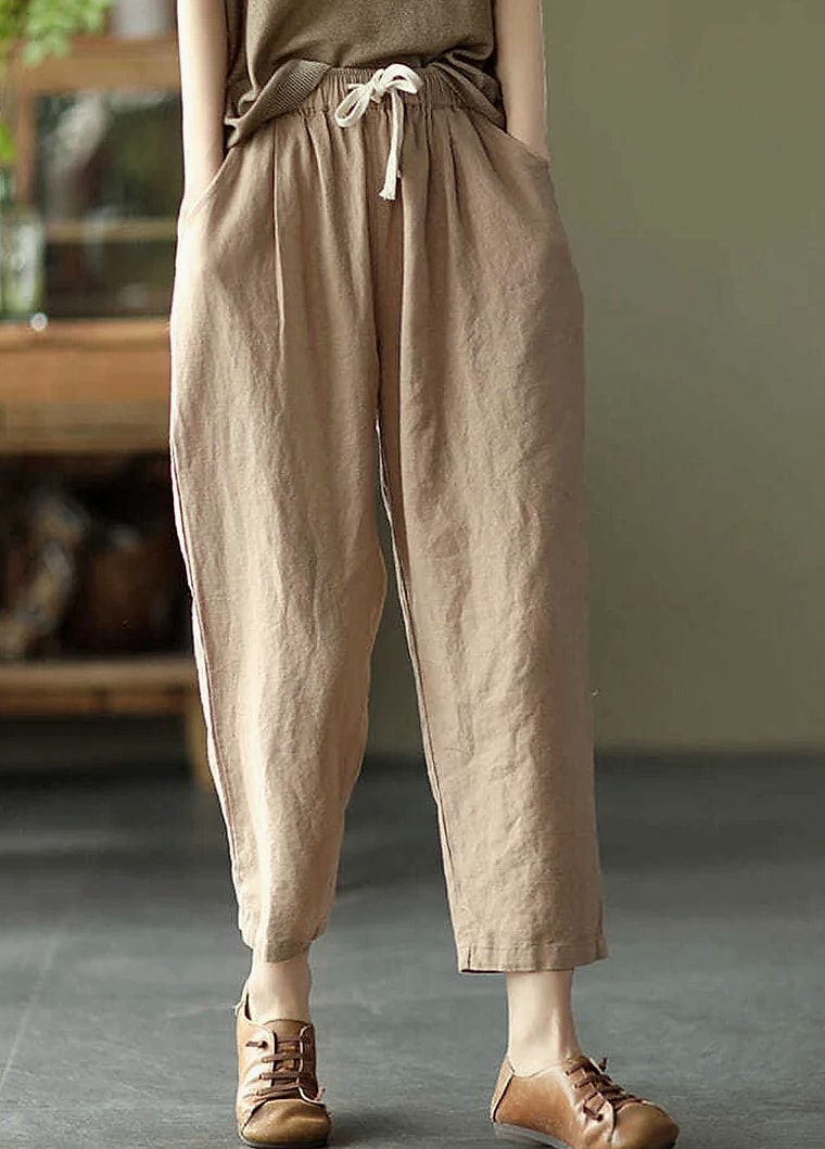XPQBB Women's Cotton Linen Harem Pants High Waist — feature highlights